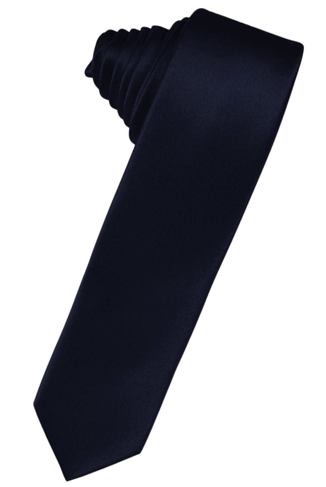 Classic Collection Midnight Blue Luxury Satin Skinny Necktie