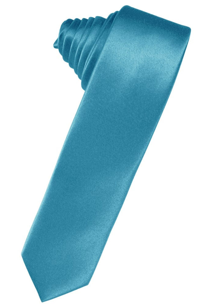 Classic Collection Turquoise Luxury Satin Skinny Necktie