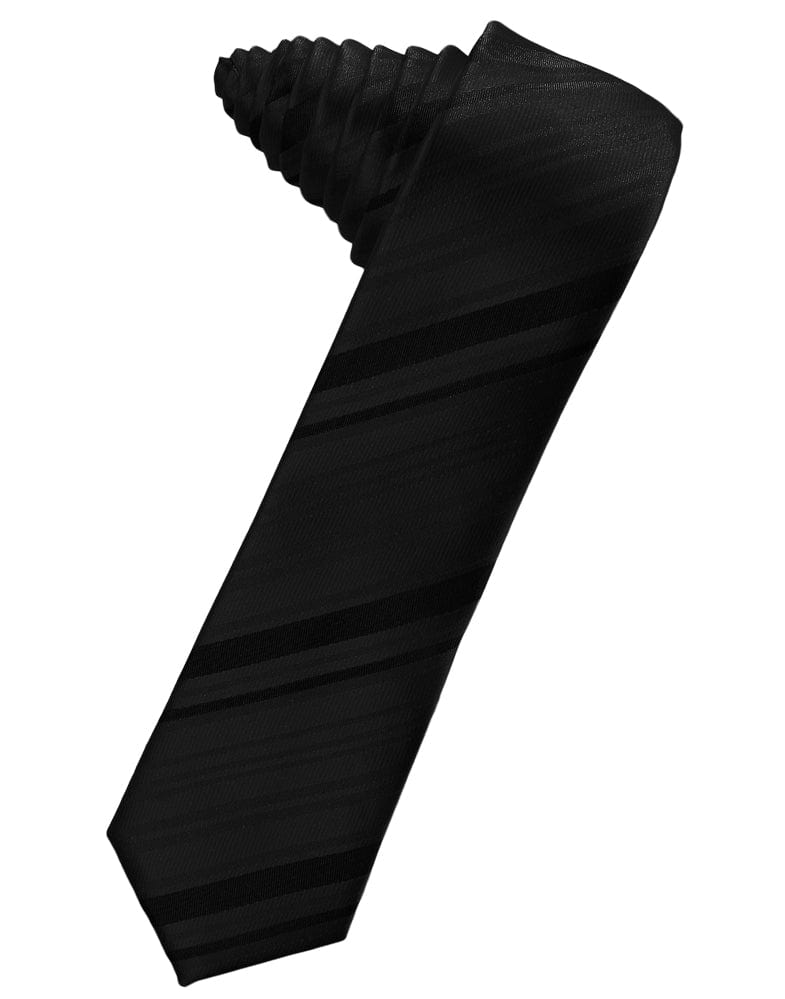 Classic Collection Black Striped Satin Skinny Necktie