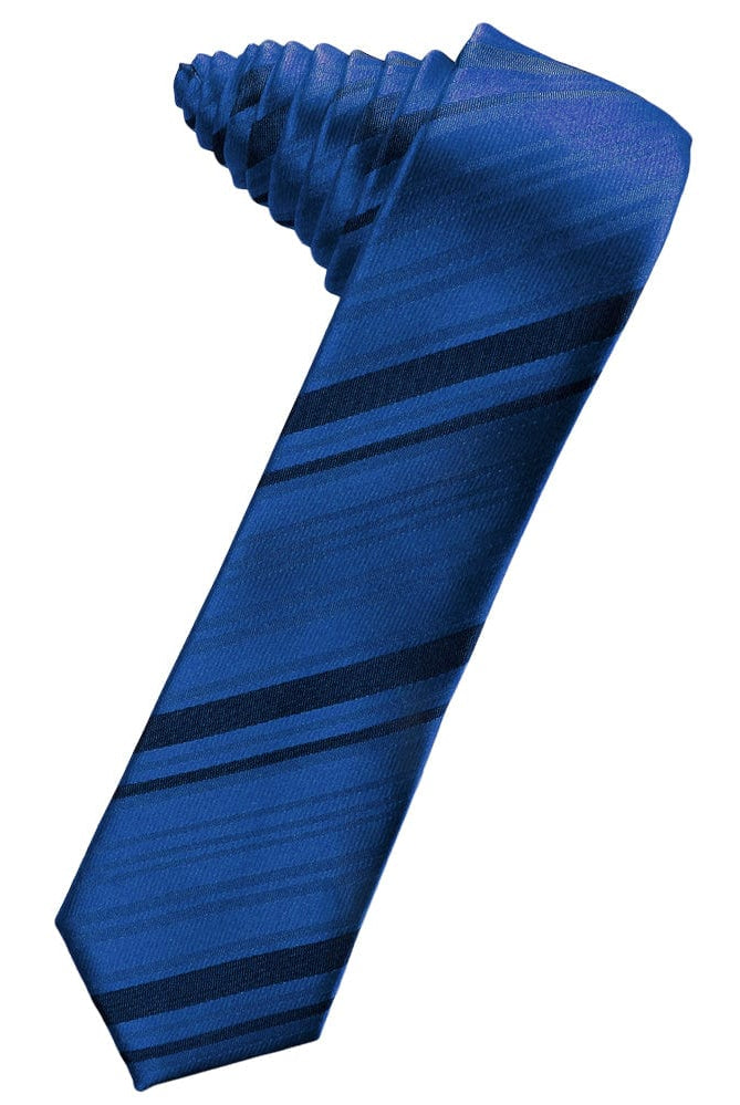 Classic Collection Royal Blue Striped Satin Skinny Necktie