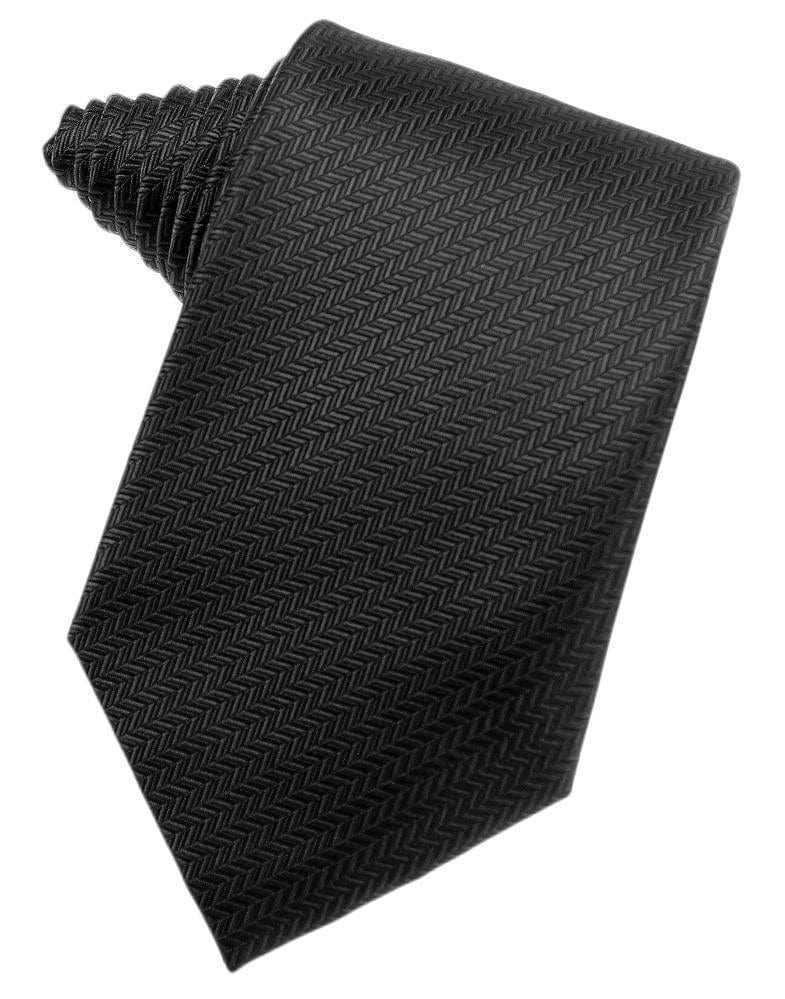 Cardi Black Herringbone Necktie