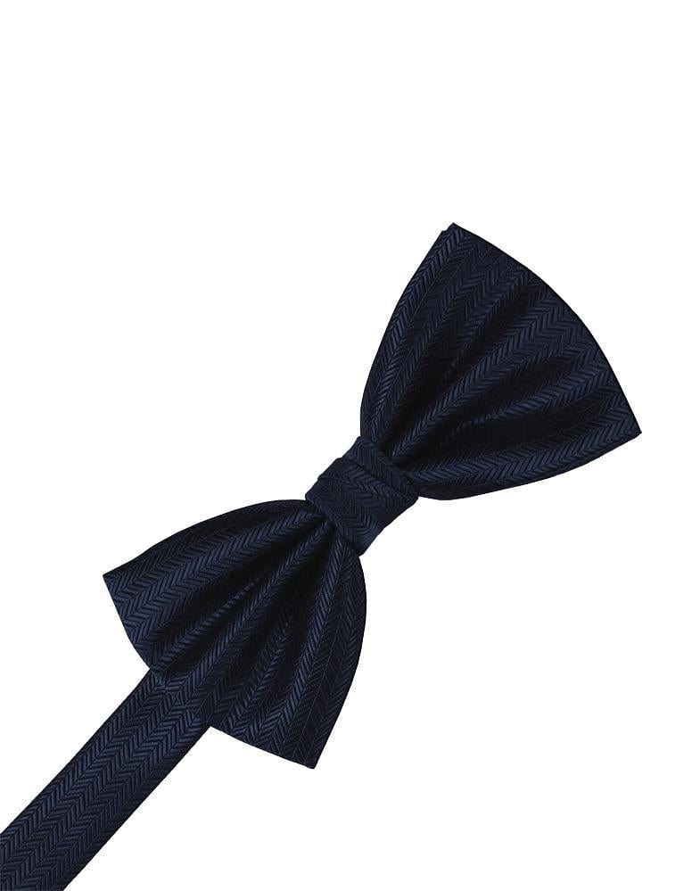 Cardi Navy Herringbone Bow Tie