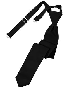 Classic Collection Black Luxury Satin Skinny Windsor Tie
