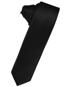 Classic Collection Black Luxury Satin Skinny Necktie