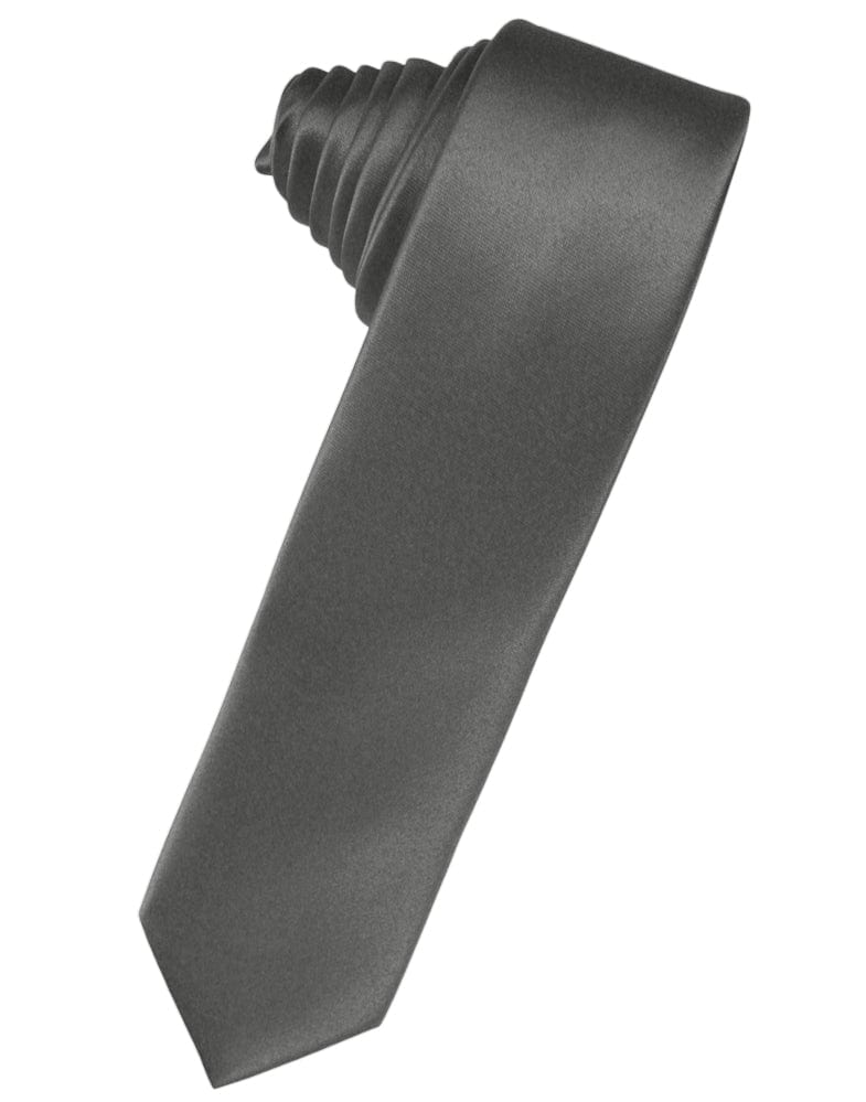 Classic Collection Charcoal Luxury Satin Skinny Necktie
