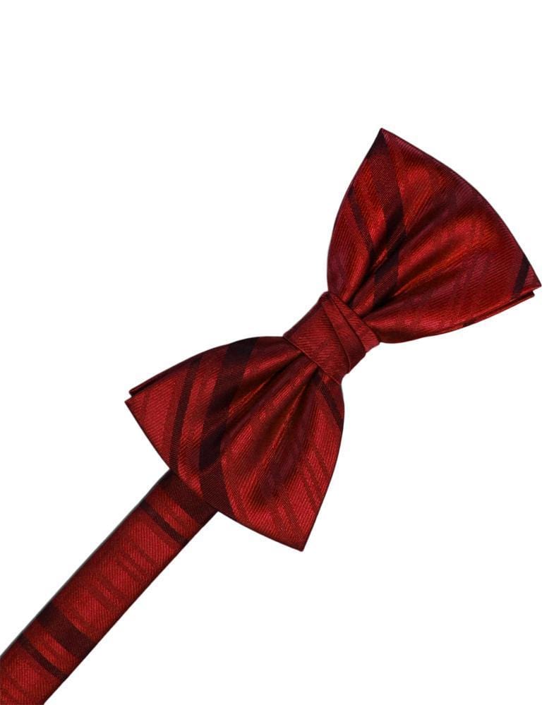 Cardi Pre-Tied Apple Striped Satin Bow Tie