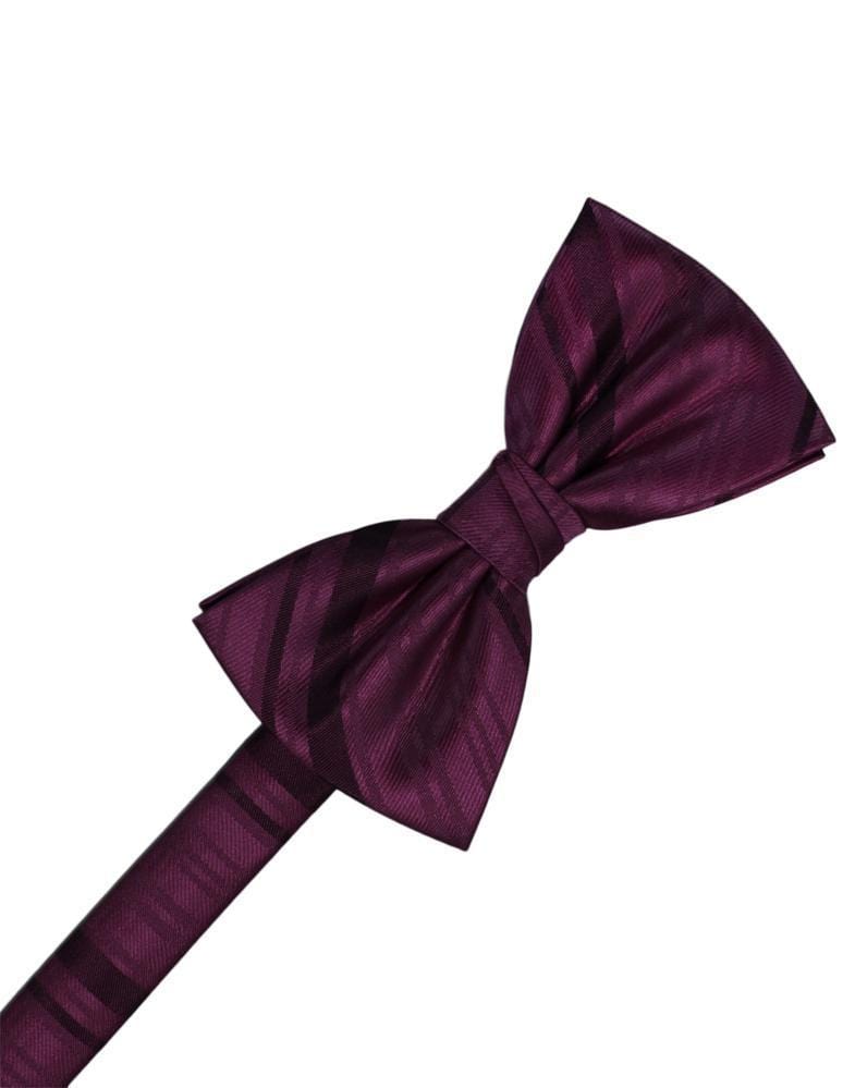 Cardi Pre-Tied Berry Striped Satin Bow Tie