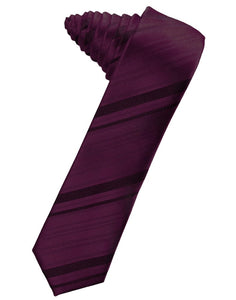 Classic Collection Berry Striped Satin Skinny Necktie