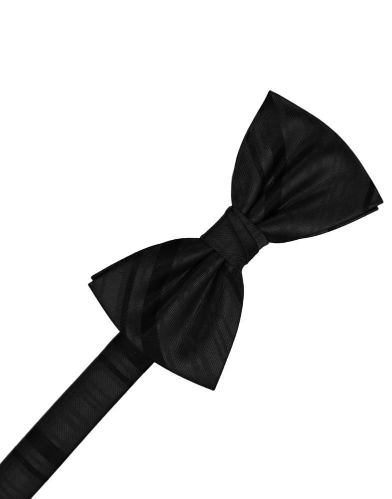 Cardi Pre-Tied Black Striped Satin Kids Bow Tie