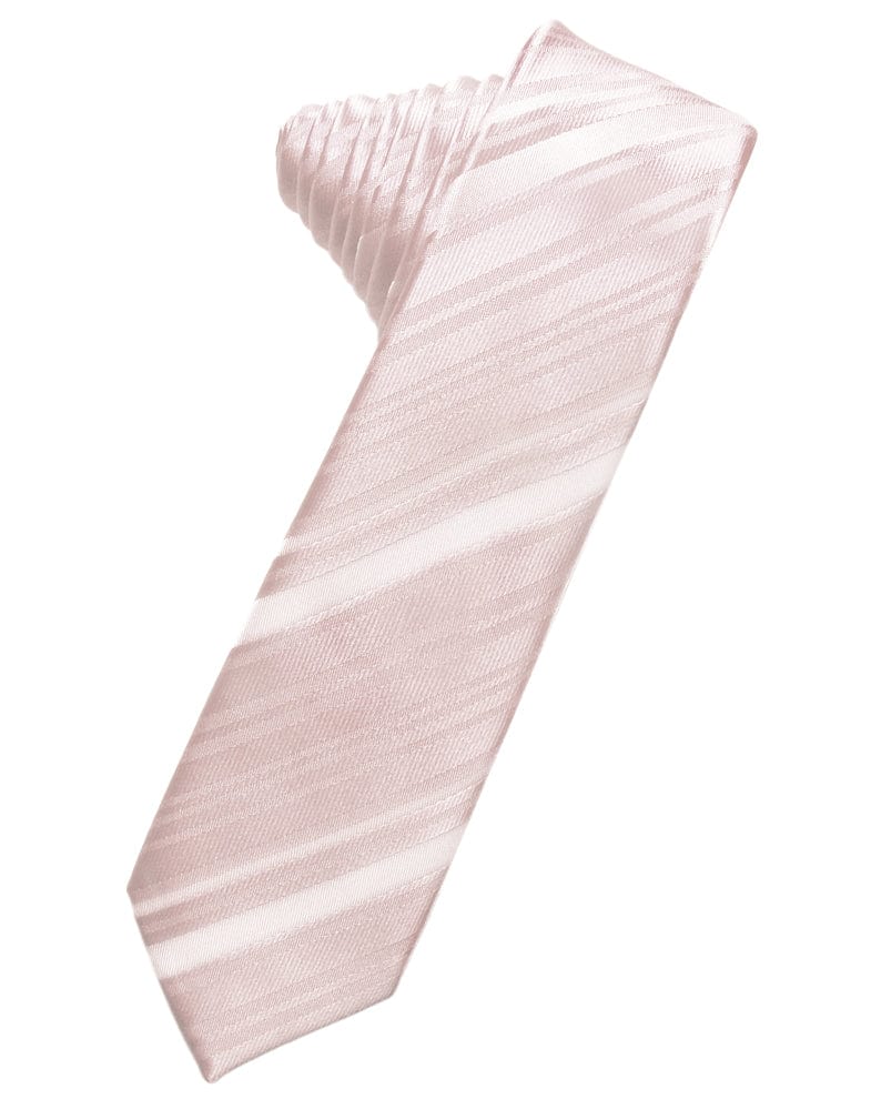 Classic Collection Blush Striped Satin Skinny Necktie