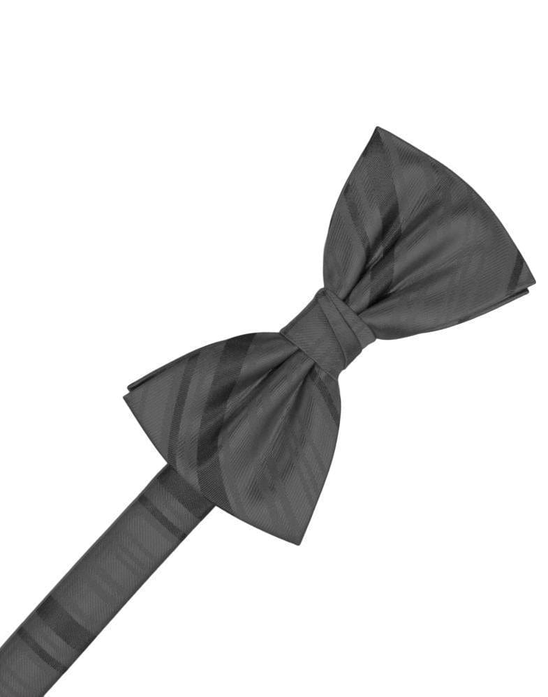Cardi Pre-Tied Charcoal Striped Satin Kids Bow Tie