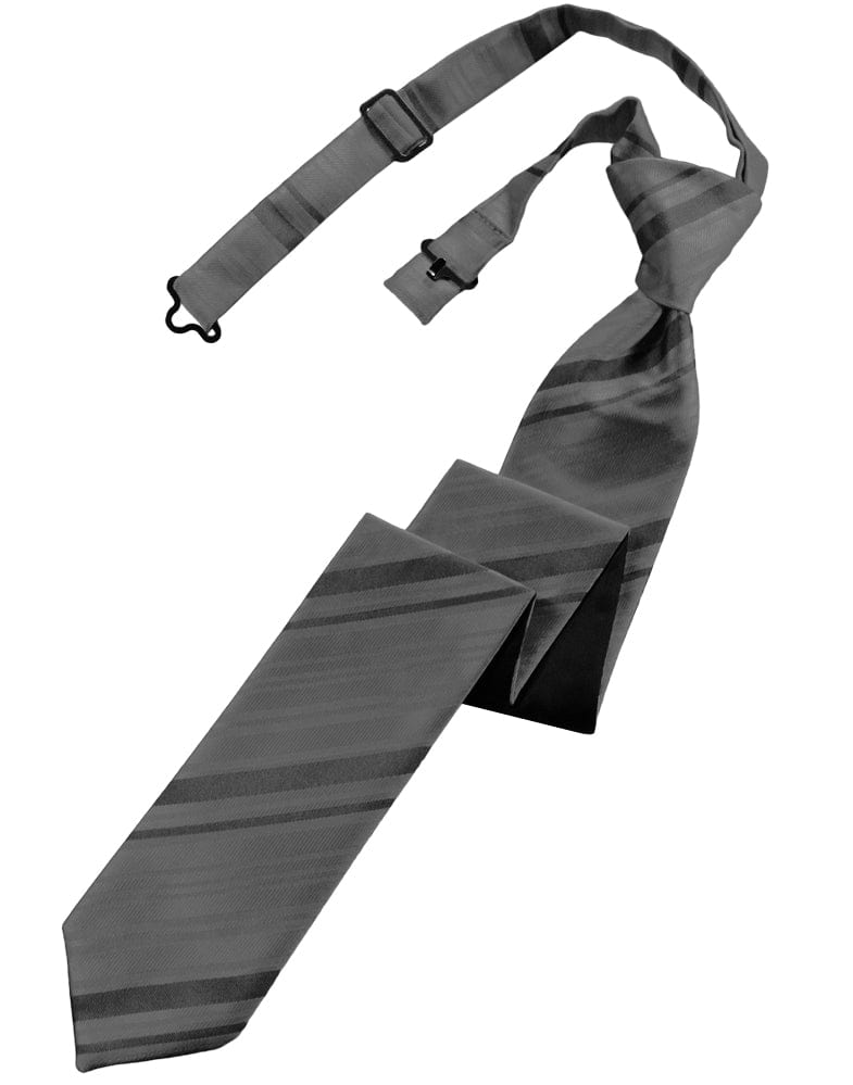 Classic Collection Charcoal Striped Satin Skinny Windsor Tie