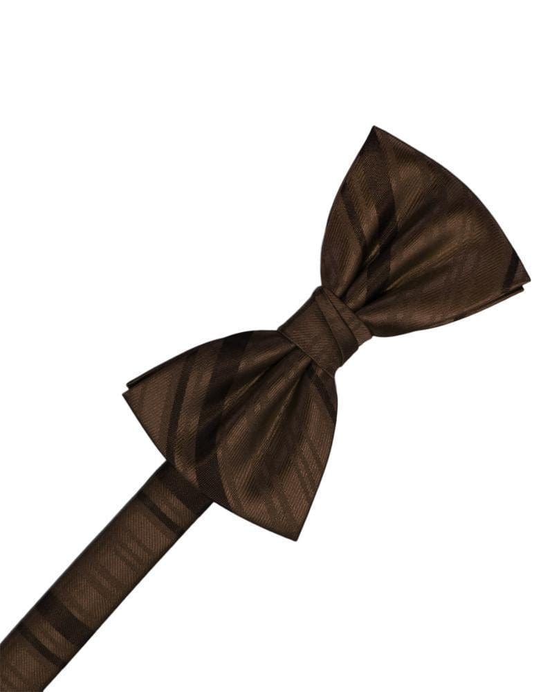 Cardi Pre-Tied Chocolate Striped Satin Kids Bow Tie