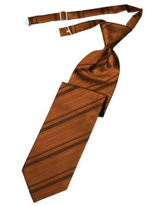 Cardi Cognac Striped Satin Kids Necktie