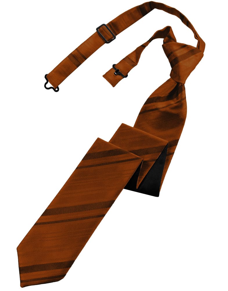 Classic Collection Cognac Striped Satin Skinny Windsor Tie