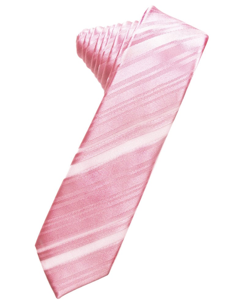 Classic Collection Coral Striped Satin Skinny Necktie