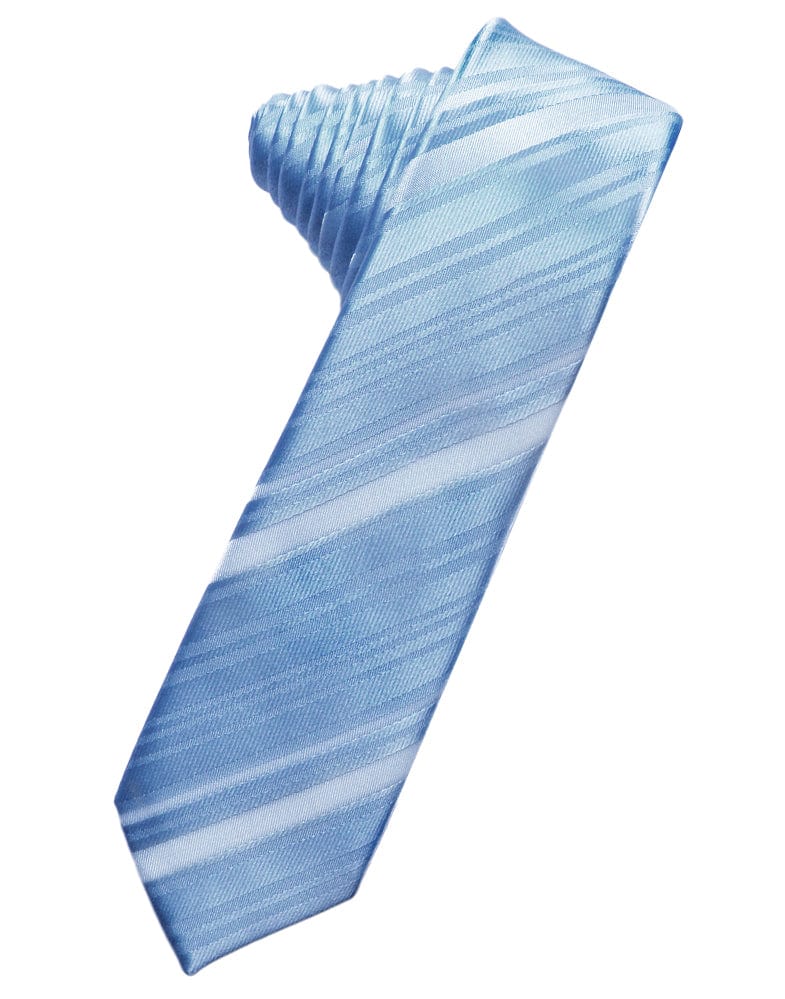 Classic Collection Cornflower Striped Satin Skinny Necktie