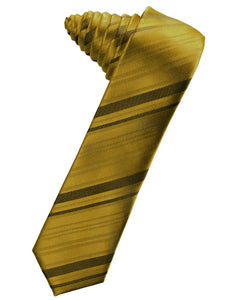 Classic Collection Golden Striped Satin Skinny Necktie
