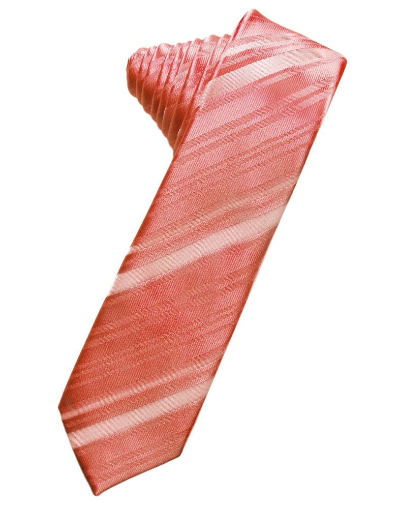 Guava Striped Satin Skinny Necktie Guava Striped Satin Skinny Necktie