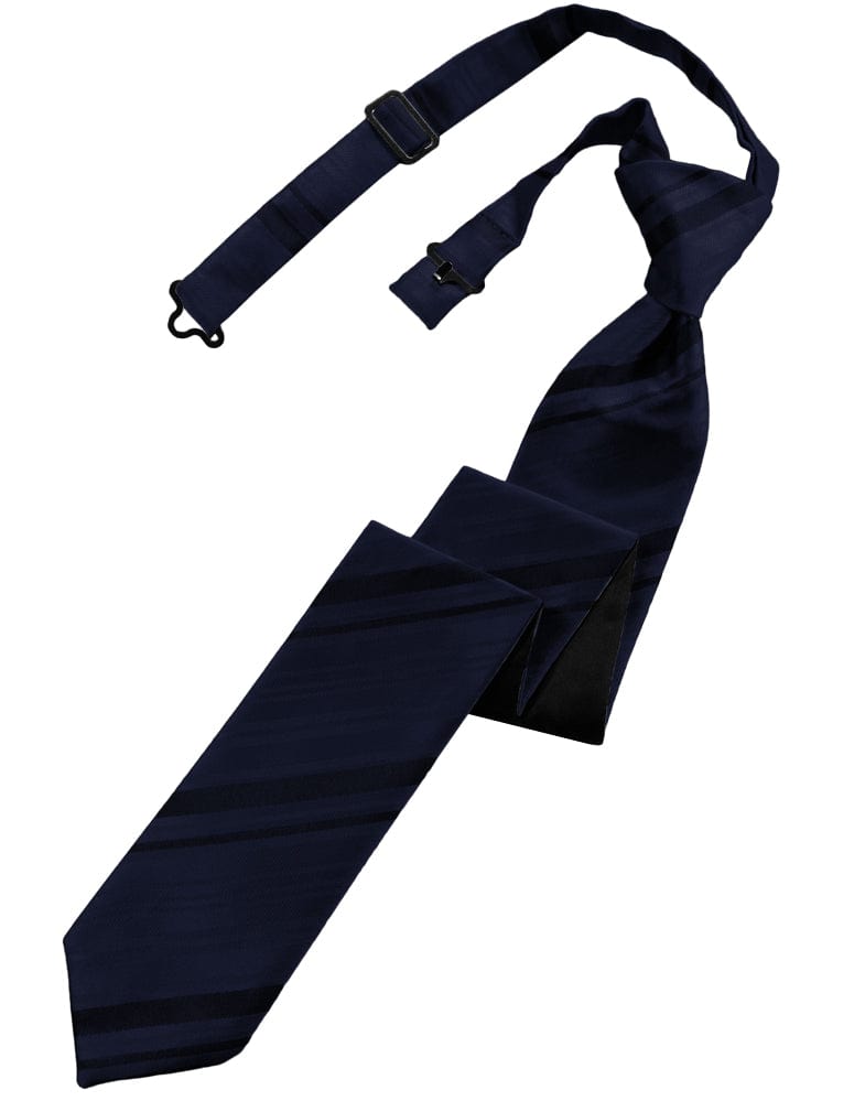 Classic Collection Midnight Blue Striped Satin Skinny Windsor Tie