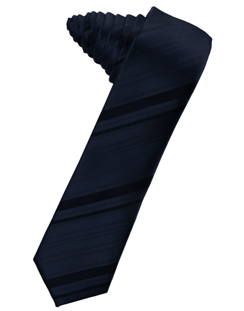 Classic Collection Midnight Blue Striped Satin Skinny Necktie