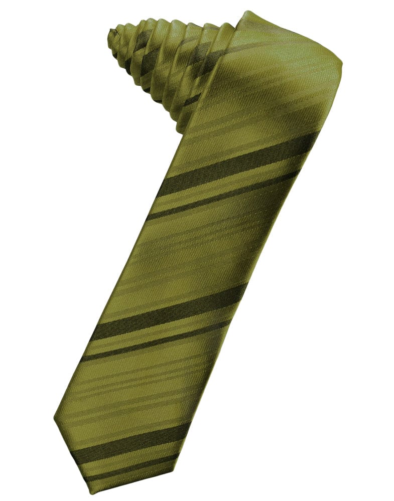 Classic Collection Moss Striped Satin Skinny Necktie
