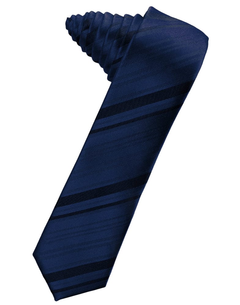 Classic Collection Peacock Striped Satin Skinny Necktie