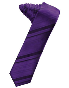 Classic Collection Purple Striped Satin Skinny Necktie