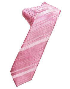 Classic Collection Rose Petal Striped Satin Skinny Necktie