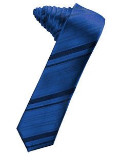 Classic Collection Royal Blue Striped Satin Skinny Necktie