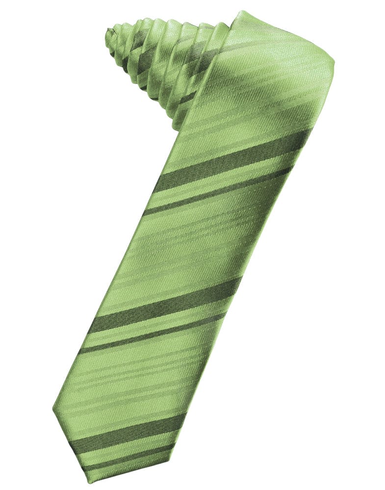 Classic Collection Sage Striped Satin Skinny Necktie