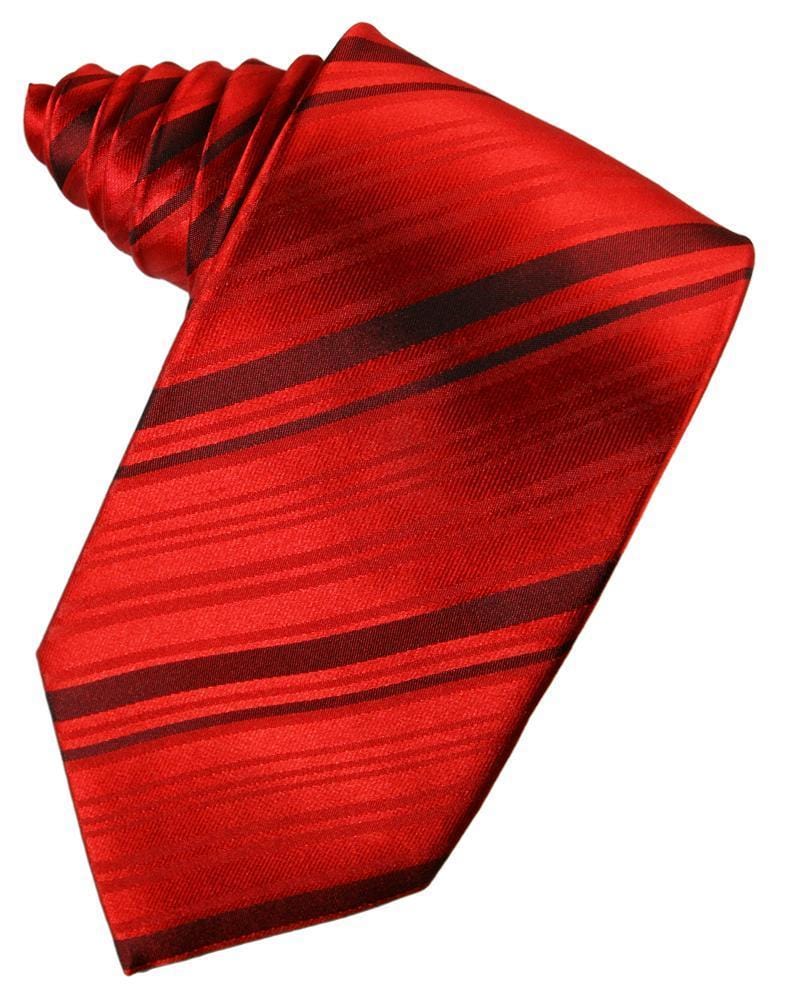 Cardi Scarlet Striped Satin Necktie