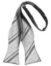 Cardi Self Tie Silver Striped Satin Bow Tie