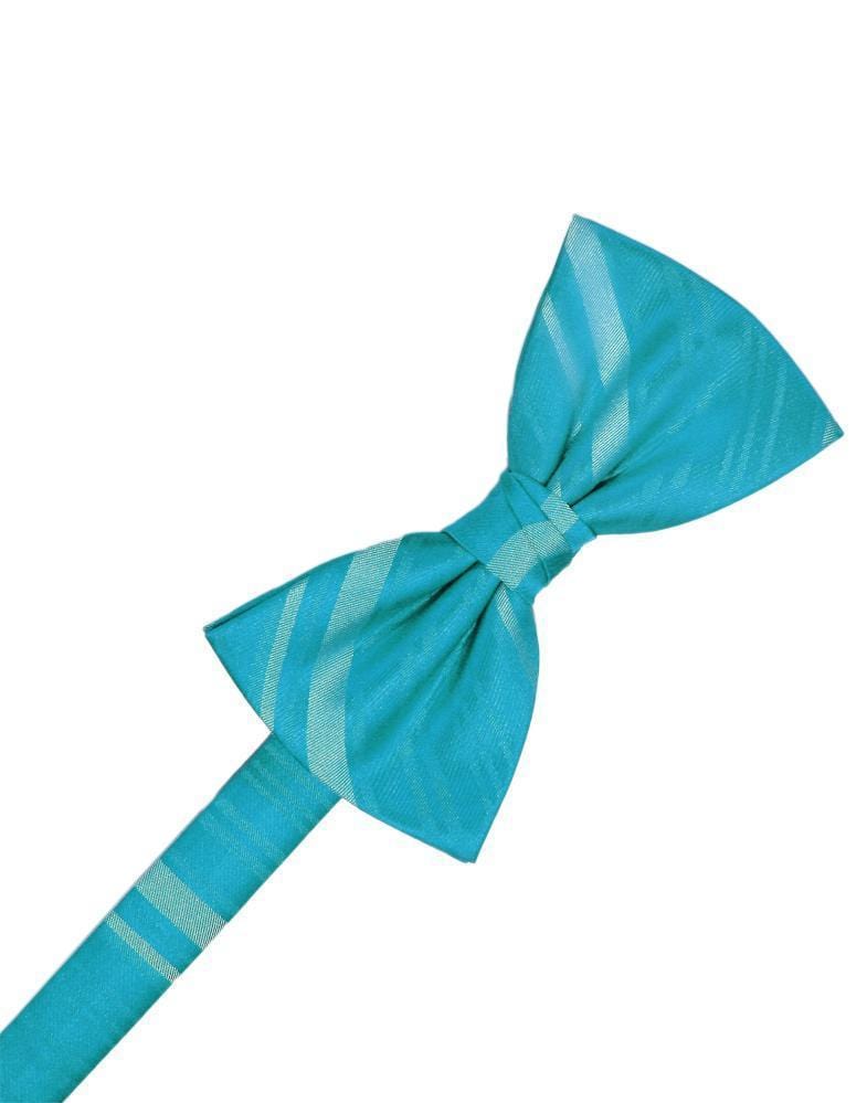 Cardi Pre-Tied Turquoise Striped Satin Kids Bow Tie