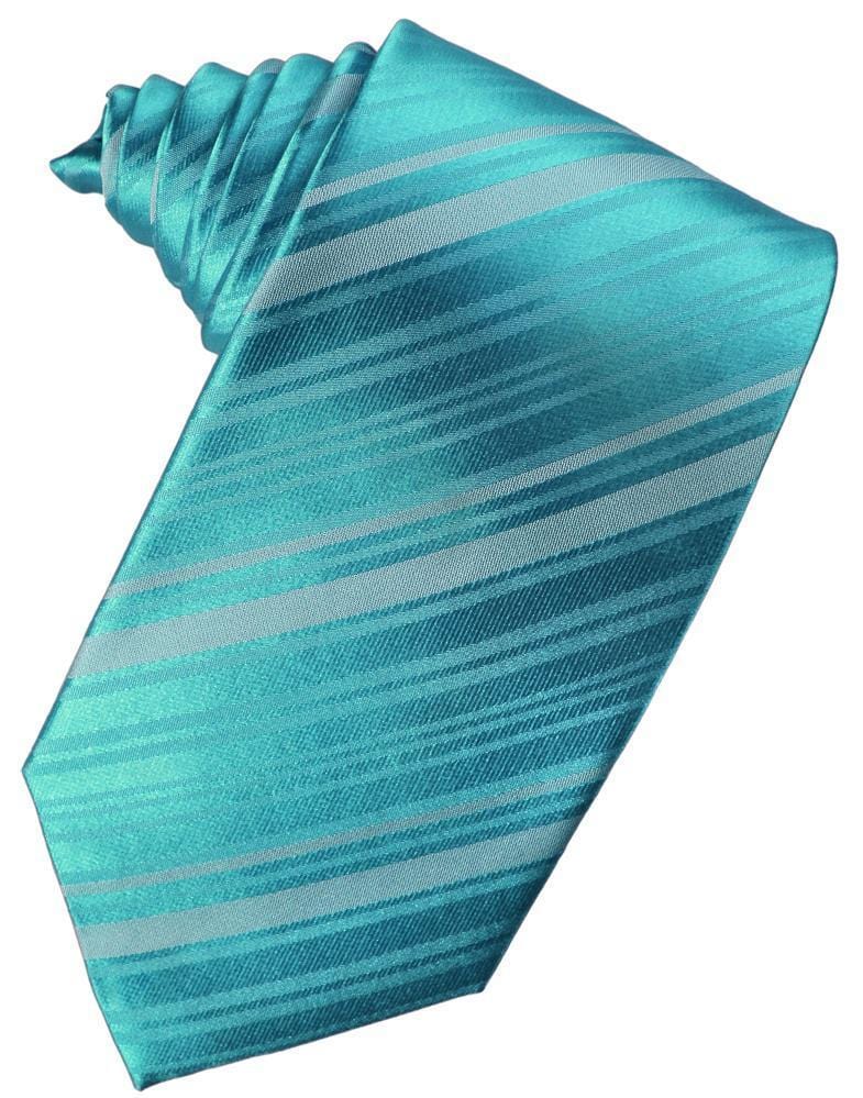 Cardi Turquoise Striped Satin Necktie