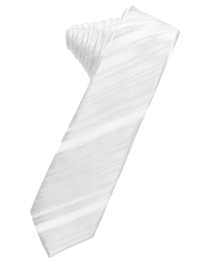 Classic Collection White Striped Satin Skinny Necktie