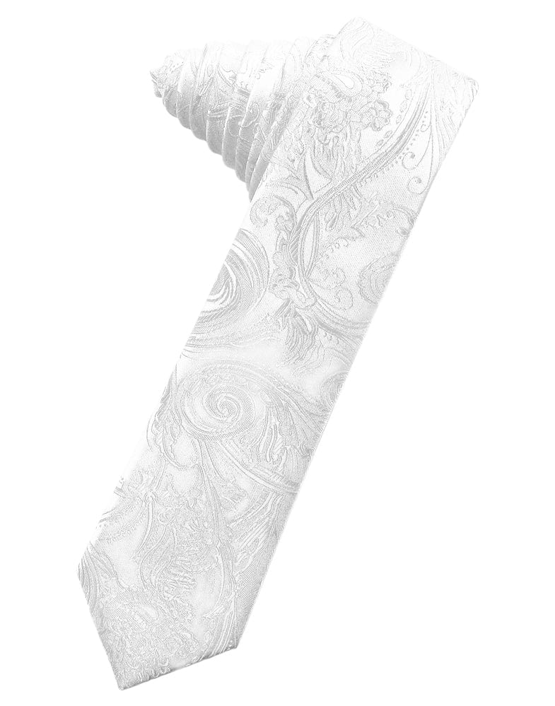 Classic Collection White Tapestry Skinny Necktie