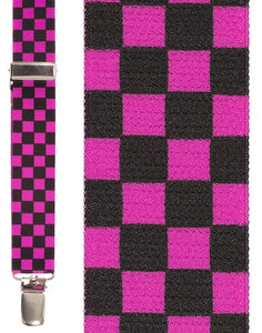 Cardi "Black & Hot Pink Checkers" Suspenders