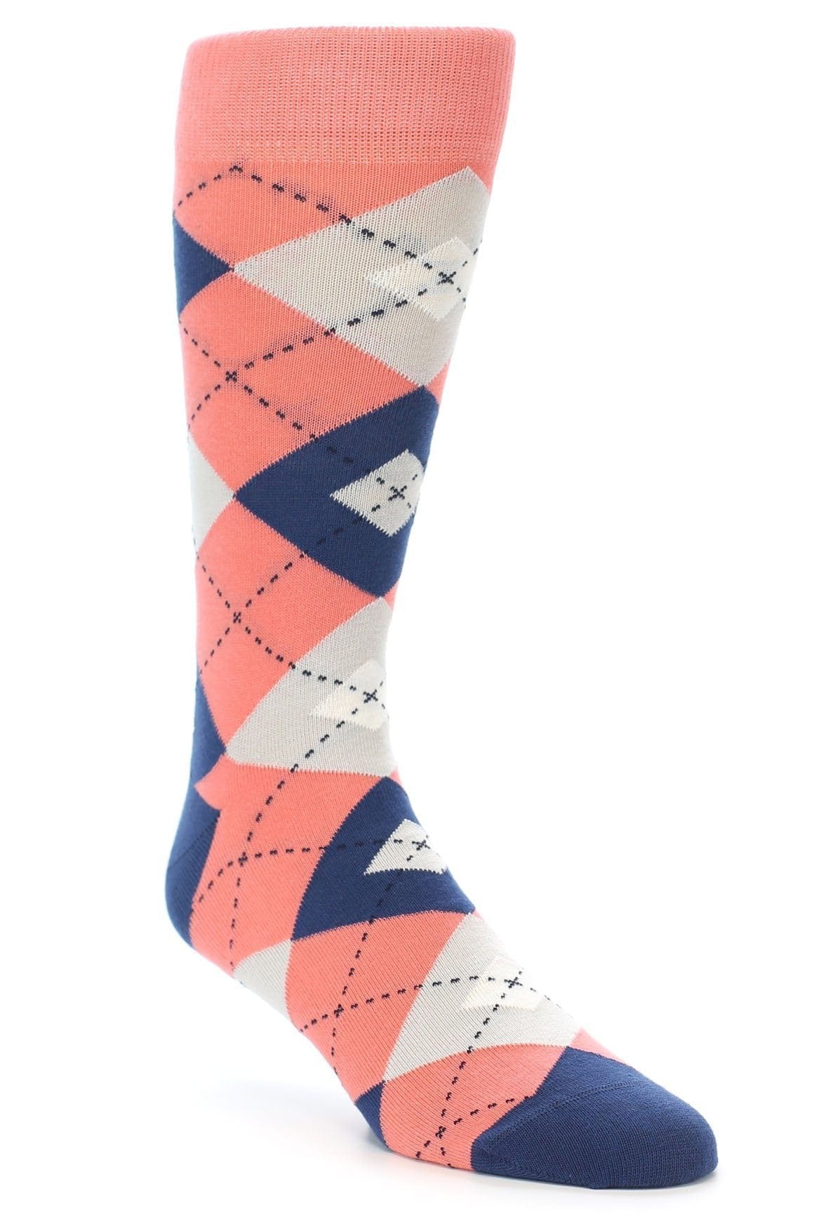 Bold Socks Coral Navy Bold Argyle Socks