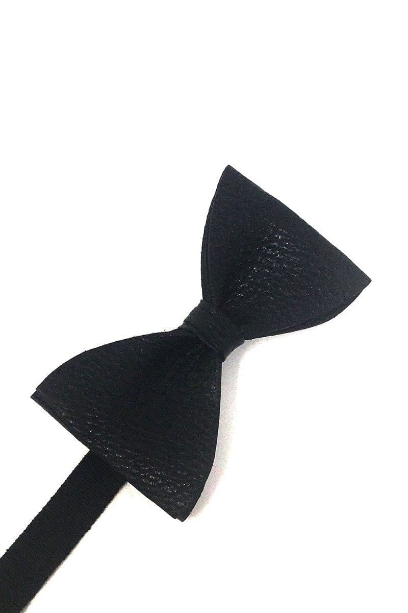 Cardi Black Textured Leather Bow Tie