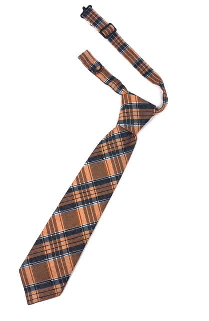 Cardi Pre-Tied Orange Madison Plaid Kids Necktie